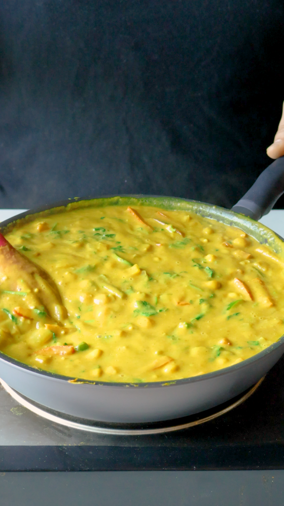 Stir in cilantro and serve over some rice. 